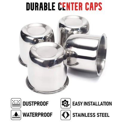RTrhinotuning Stainless Steel Push Through Center Caps 3.31" for Trailer Truck Rv Wheel Rims Chrome Trailer Hub Cap 2.91" Hight 4 PCS Wheel Center Caps - color: Chrome, size: 3.31" Center Hole, 2.91" Height