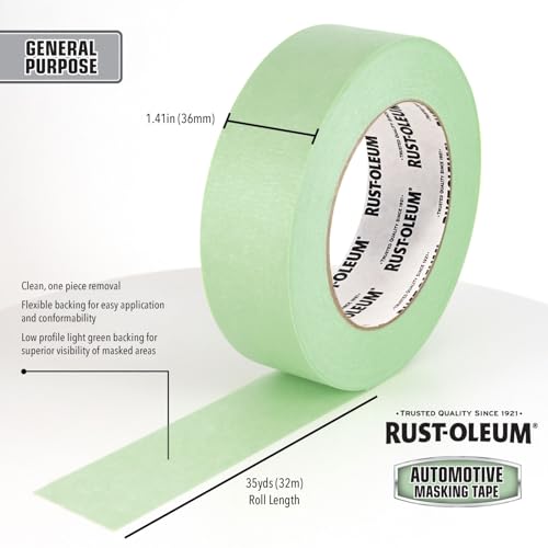 IPG Rust-Oleum Green Automotive Masking Tape, Light Green, 1.41" x 35yd, Single Roll - color: Green, size: 1.41" x 35yd