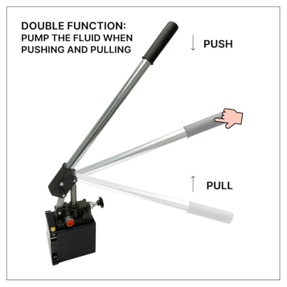 Single Acting Hydraulic Hand Pump with 1 QTs Tank - Manual Hydraulic Pump with Changeover Valve - 1.5 CID, 3600 PSI, 3/8" NPT Ports Piston Hand Pump - color: Single Acting, size: 1.5 CID 1 QTs tank