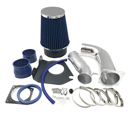 3-Inch Cold Air Intake Kit with Heat Shield + Filter Compatible for Ford Mustang 3.8L V6 Engine 1999-2004 Automatic and Manual Transmission (Blue) - style: Blue