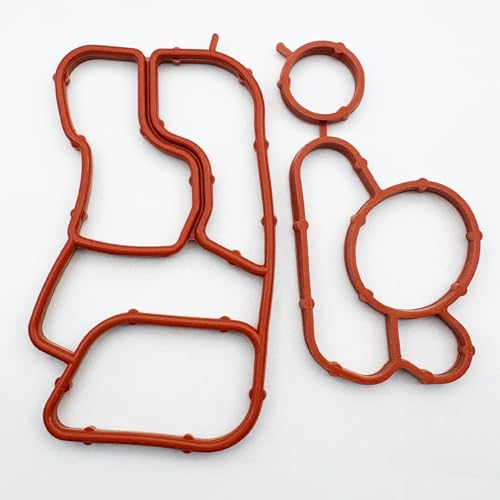 2PCS Engine Oil Cooler Gasket Kit 06J117070C + 06J115441A Compatible with Audi A4 A5 Q5 VW Passat Tiguan 2.0