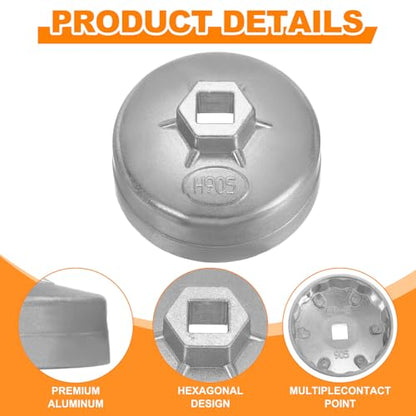 HARFINGTON 2pcs Oil Filter Cap 15 Flute 82.5x46x73mm (WxHxID) 1/2" Square - size: 15 Flute 82.5 x 46 x 73mm