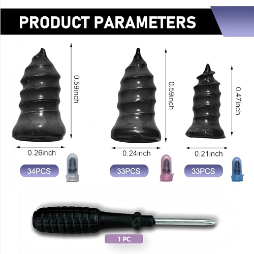 101 PCS Tire Repair Rubber Nail, Vacuum Tire Repair Spiral Rubber Studs Kit, 3 Size Tire Screw Plugs Quick Repairs Tool with Screwdriver, Self-Service Tires Puncture Repairs for Most Cars - size: 100 PCS + Screwdriver