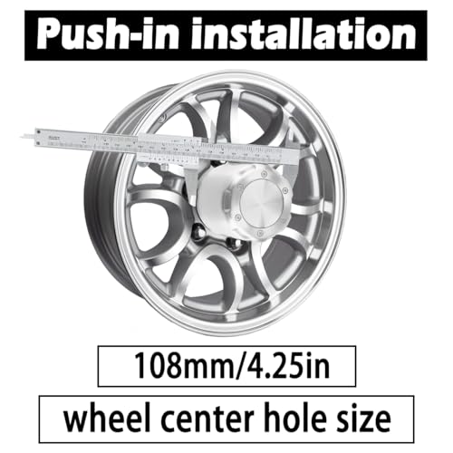 4Pcs 4.25" OD 4.65" H Gear Style Trailer Wheel Center Caps for Rim - size: 4.25" OD 4.65" H