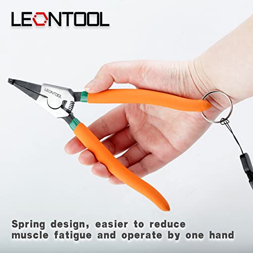 8-Inch Lock Ring Pliers Flat Snap Ring Pliers with Ring and Anti-loss Rope Special Circlip Pliers Reverse Pliers Retaining Ring Pliers Spreader Pliers for Transmission Transfer Cases - size: 8" with Ring & Rope