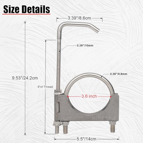 Stainless Steel 3.5" 3-1/2 Inch Exhaust Clamp with Hanger Rod - size: 3.5 Inch