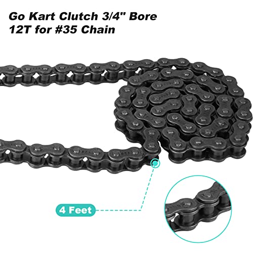 Go Kart Clutch 3/4 Bore 12T with #35 Chain, for Predator 212 Centrifugal Clutch Compatible with Honda GX160, GX200, GX140, GX120, GC160, GC190, Harbor Freight, Briggs and Stratton Tecumseh - size: 3/4" Bore 12T with Chain