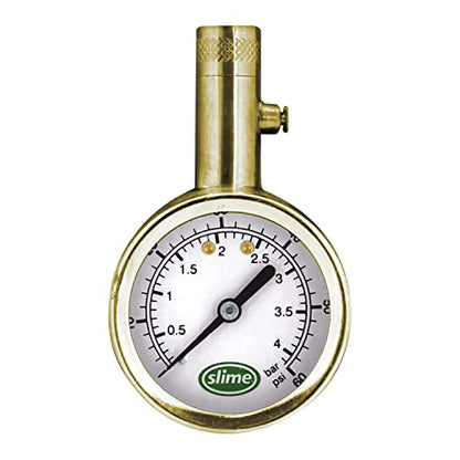 Slime 20459 Tire Pressure Gauge, Dial, Analogue, Brass Tire Gauge (5-60 psi) - size: Standard, style: Analogue