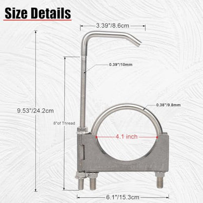 Stainless Steel 4 Inch Exhaust Clamps with Hanger Rod - size: 4 Inch