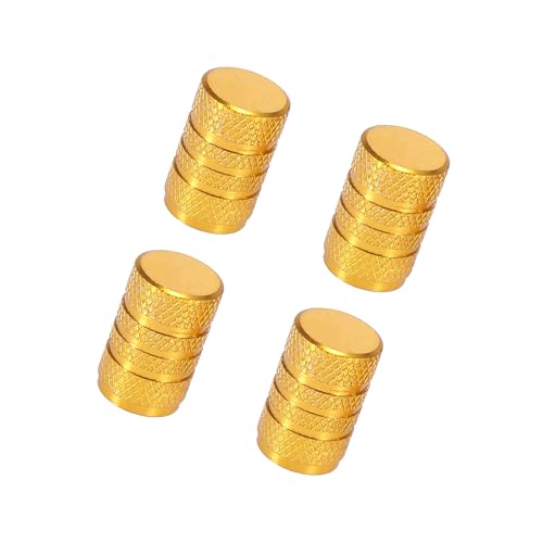 Motoforti 4pcs Round Car Tire Valve Stem Caps Dust Covers 7mm Yellow