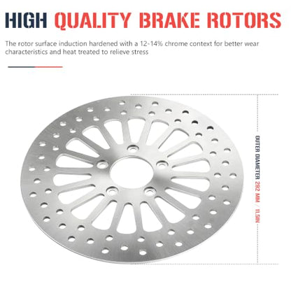 11.5" Front Brake Rotor Pads Set for Harley Davidson Touring Sportster Dyna Softail, for Road King Glide/Electra Glide/Night Train/Fat Boy/Softail Standard/Softail Deluxe/Wide Glide, 2000-2007, 2PCS - size: 2*11.5'' Front Rotor+Pad