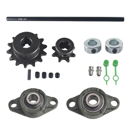 Jackshaft Sprockets with UCFL203 Pillow Block Bearings Go Kart Minibike Complete Jackshaft Kit 5/8" X 16" 40/41/420 Chain - size: 5/8" X 16"