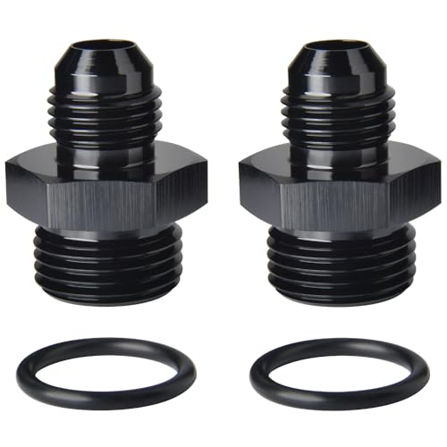 6AN Male Flare to 8AN ORB O-ring Boss Fuel Pump Rail Adapter Fitting Aluminum Black, Pack of 2 - color: Black - 2PCS, size: 6AN to 8AN ORB
