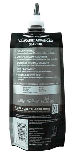 Valvoline Flexfill SAE 75W-90 Full Synthetic Gear Oil 1 QT, Case of 4 - size: 75W-90, style: Advanced