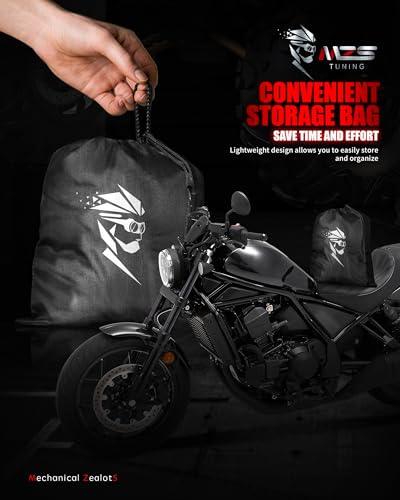 MZS Motorcycle Cover Waterproof Outdoor, Heavy Duty All Season Weather Protection with Cotton Lining Vents Night Reflective Lock Holes Storage Bag fits up to 96" Motorcycle Powersports Vehicle Cover - size: X-Large 96 inches
