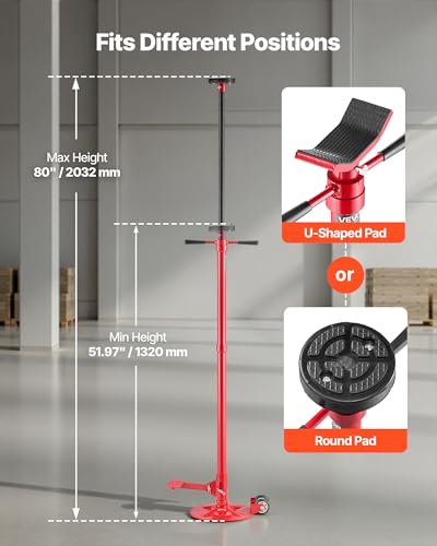 VEVOR Underhoist Support Stand, 3/4 Ton (1653 lbs) Capacity Under Hoist Jack Stand with Two Wheels, Lifting from 51.97" to 80", Bearing Mounted Spin Handle, Foot Pedal, Support Vehicle Components