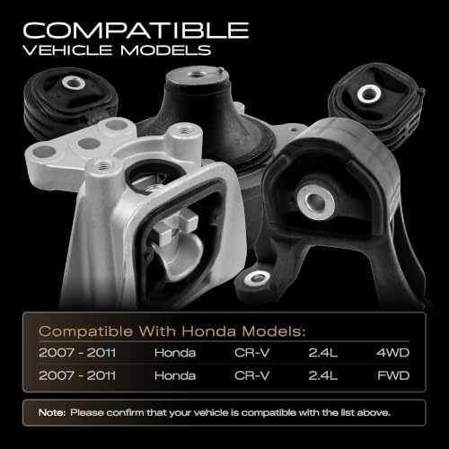 5PCS Engine Motor Mounts Compatible with 2007-2011 CRV 2.4L 4WD Automatic Transmission Replacement A4595 A65010 A4598 A4535 A4536 - size: 2007-2011 CRV 2.4L