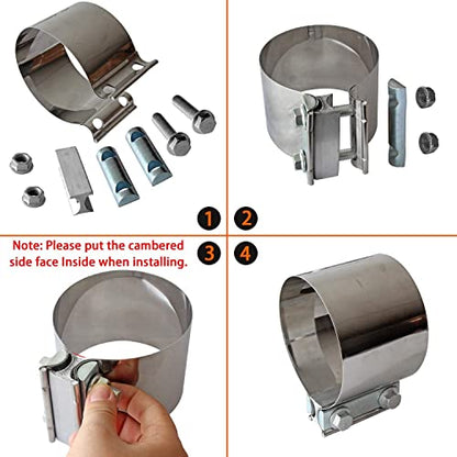 Exhaust Band Clamps 4 Inch Butt Joint Exhaust Pipe Muffler Band Clamp 304 Stainless Steel(4 Pack 4" Butt Lap Joint Exhaust Clamp) - size: 4IN 4PCS Butt Joint Clamps