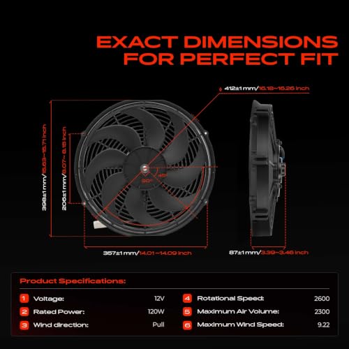 A-Premium 16'' 16 inch Slim Universal Electric Cooling Fan Assembly - style: 16 inch