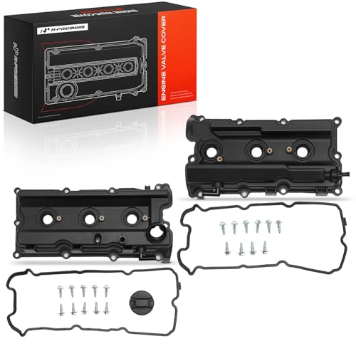 A-Premium Pair [2] Left Right Engine Valve Covers with Gasket & Bolts & Oil Filler Cap Compatible with 2005-2019 Nissan - Frontier, Pathfinder, Xterra, NV1500, NV2500, NV3500 - V6 4.0L VQ40DE