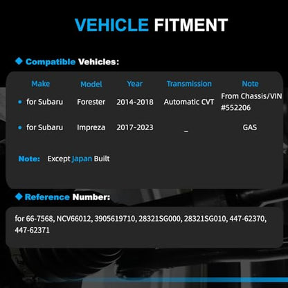 CV Axle for Subaru Forester 2014-2018, Impreza 2017-2023 2PC - size: Front Left & Right CV Axle Shaft