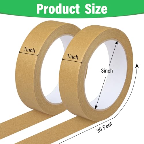 Brown Painters Tape,Masking Tape 1 Inch Wide,2pc 180FT - color: Brown