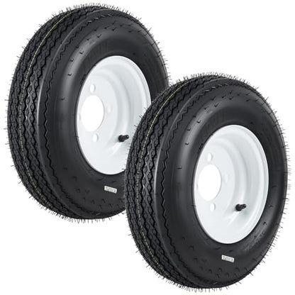 Reliable All-Weather Trailer Tires & Wheels Set - 4.80-8, Load Range C, 6PR, 4 Lug White Modular Rims - Utility, Boat, Camper Trailers - PCD 101.6 * 4, Center Bore 72mm, ET=0 - size: 4.80-8 4 lug