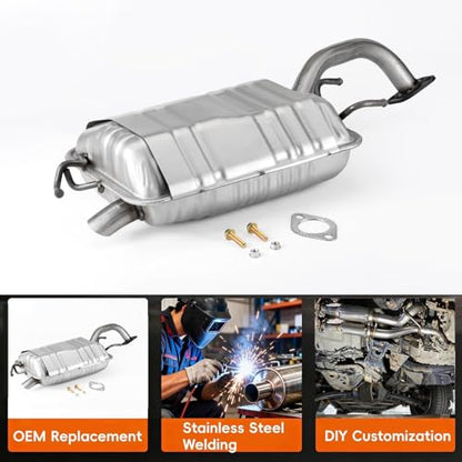 100% Stainless Steel Rear Exhaust Muffler for 2001-2006 Elantra HE01 - size: For 2001-2006 Elantra 2.0L