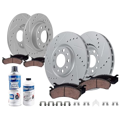 Detroit Axle - 10pc Drilled and Slotted Brake Kit for 2013-2016 Dodge Dart - size: 10PR53075/kit
