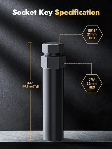 MIKKUPPA Large 6 Spline Lug Nuts Socket - Replacement for 6 Point Aftermarket Wheel Nuts Truck SUV Tool Key, Lock Removal Tool for 21 mm (13/16 Inch) & 22 mm (7/8 Inch) Hex Socket Wrench - color: Black, size: Large 6 Spline
