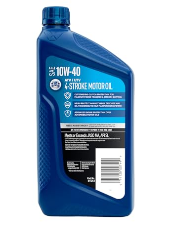 Valvoline 4-Stroke ATV UTV 10W-40 Motor Oil 1 Quart - size: 1 QT