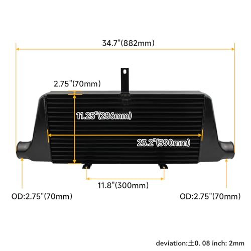 Front Mount Intercooler Kit Tube & Fin Aluminum Turbo Intercooler Compatible with Toyota Chaser Cresta Mark II JZX90 JZX100 1992-2001 1JZ-GTE 2.5L Turbo Type 24E Black