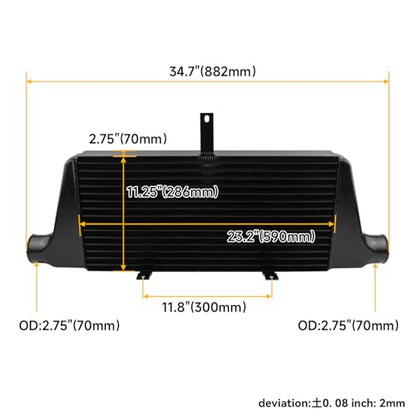 Front Mount Intercooler Kit Tube & Fin Aluminum Turbo Intercooler Compatible with Toyota Chaser Cresta Mark II JZX90 JZX100 1992-2001 1JZ-GTE 2.5L Turbo Type 24E Black