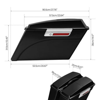 TCMT Hard Saddlebags 6X9" Speaker Lids & Liners Carpet Insert + LED Rear Fender Fit For Harley Touring Road King Electra Glide Street Glide Road Glide Ultra Classic 2009-2013 - color: Rear Fender Smoke Lens, size: Hard Saddlebags 6x9" Lids(Chrome Latches)