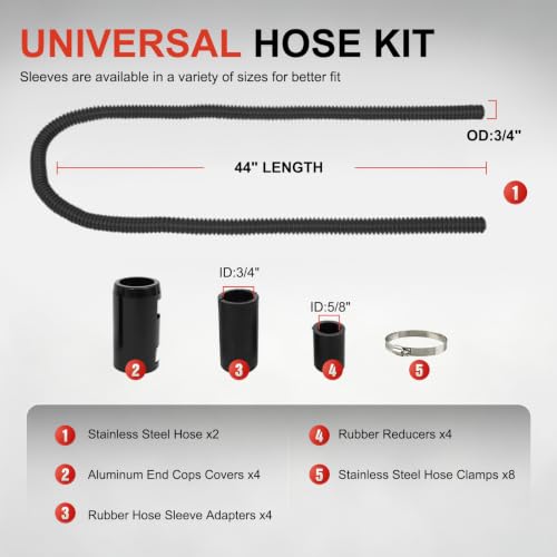 44" Stainless Steel Radiator Flexible Coolant Water Hose Kit - color: Black, size: 44 Inch