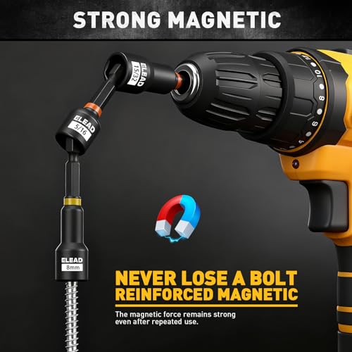 58-Piece Magnetic Impact Nut Driver Set, Metric & SAE Mini Combination Wrench Set, Impact Socket Adapter, 3LBS Magnetic Pickup Tool, Wing Nut Driver, Universal Socket, 1/4'' Quick-change Bit Extension - color: 58-piece New Version