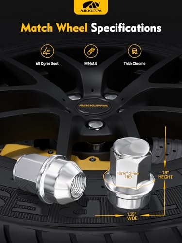 MIKKUPPA M14x1.5 Lug Nuts 24PCS, Replacement for Ford Lincoln Factory Wheel - color: Silver, size: 24PCS - For 2015-2025 Ford F150