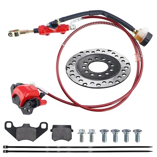 PRO BAT Rear Hydraulic Brake Assembly Caliper Master Cylinder Kit Go Kart - color: Red-1