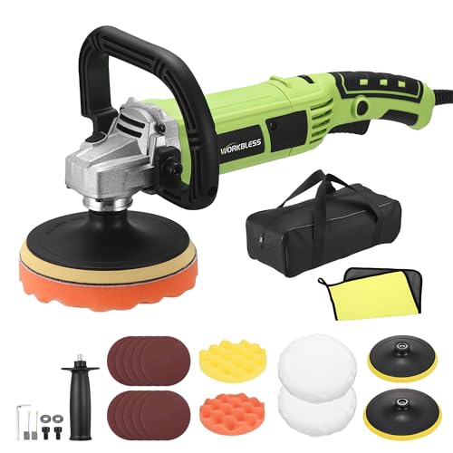 Buffer Polisher, 1600W 6 Inch/7 Inch Rotary Car Buffer Polisher Wax, 7 Variable Speed 1600-3500 RPM, Car Buffers and Polisher for Car, Boat Sanding and Polisher