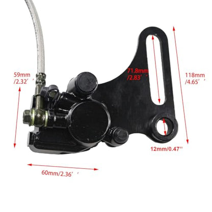 PRO BAT 12mm Hydraulic Rear Disc Brake Caliper Assembly + Pad Assembly - color: Black Brake Assembly, size: 12mm Brake Caliper Assembly