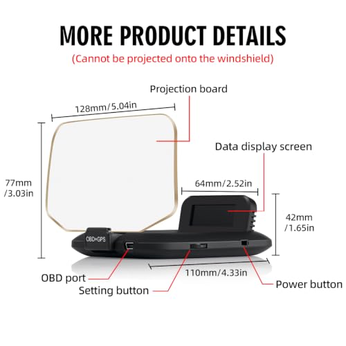 OBD2 Heads Up Display Turn Indication for 12V Car MAIMEIMI OBD2 & GPS Dual System Digital Speedometer for Car HUD MPH Projector with RPM, Water TEM, PSI, Volt, Odo, 4 Alarm for Most 2008+ Sedan Cars