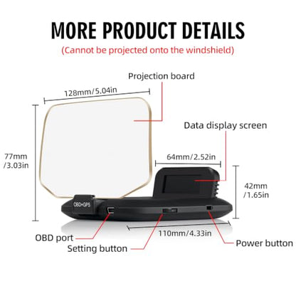 OBD2 Heads Up Display Turn Indication for 12V Car MAIMEIMI OBD2 & GPS Dual System Digital Speedometer for Car HUD MPH Projector with RPM, Water TEM, PSI, Volt, Odo, 4 Alarm for Most 2008+ Sedan Cars