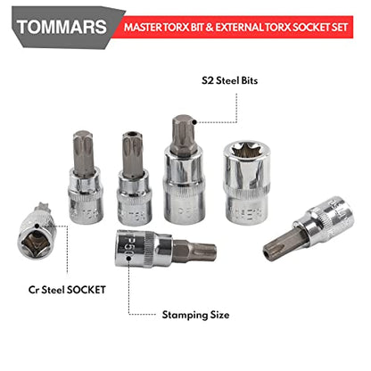 TOMMARS 60-Pc Master Torx Bit Socket & External Socket Set - style: Torx Bit Socket and External Torx Socket Set