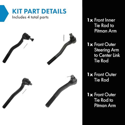 TRQ Inner and Outer Driver and Passenger Side Tie Rod Set 4 Piece - style: PSA55081