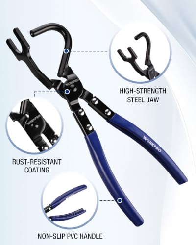 WORKPRO Exhaust Hanger Removal Tool with 4 Rubber Hangers, Blue - color: Blue