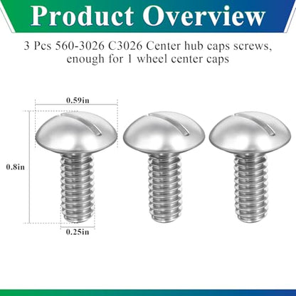 Wheel/Center Caps Screws fits 1980-1996 Ford F-150 & Bronco, 1992-1996 Van - style: 3 Pcs Screws