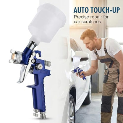 Car Mini HVLP Touch Up Spray Gun, 125CC Automotive Cup Gravity Feed Spray Paint Gun with 1.0 mm Nozzle, Vehicle HVLP Detail Paint Sprayer Spot Repair Accessories, Universal Fit - size: 1.0 mm