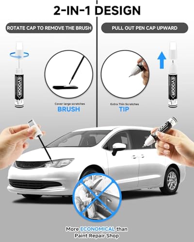 Bright White(PW7/GW7) Touch Up Paint Compatible with Chrysler Exact Match 2 in 1 Touch up Paint for Chips and Nicks Repair with 2pcs Disposable Micro Applicators - color: Bright White(PW7/GW7)