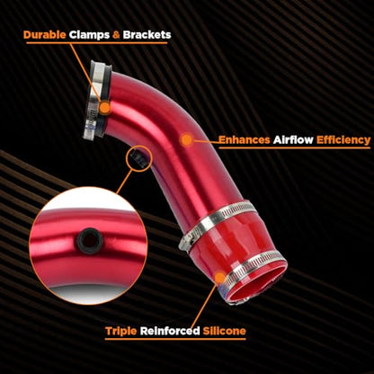 BARTOO 3 Inch Cold Air Intake Pipe Turbo Piping for Car Truck Red - color: Z-Red Pipe