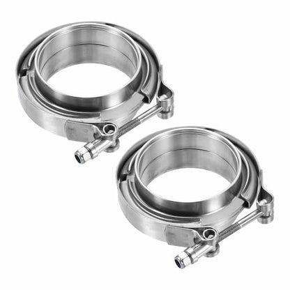 HARFINGTON 2pcs V Band Clamp with Flange 2.75 Inch 304 Stainless Steel Male Female V-Band Exhaust Clamp Flange Kit for Auto, Silver - size: 2.75 Inch